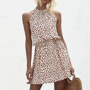 Robe été courte à pois col halter