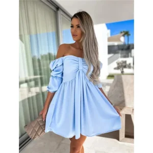 Robe été courte fluide épaules dénudées