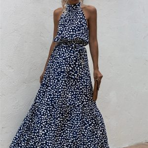 Robe été longue halter fluide