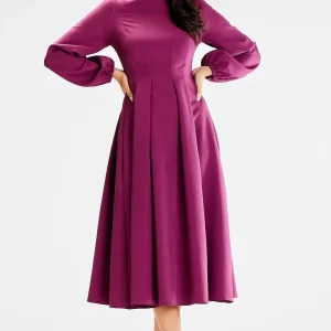 Robe habillée violet manches longues