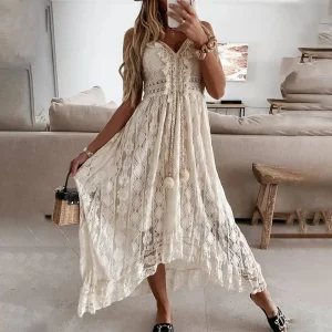 Robe longue bohème en dentelle
