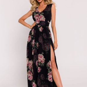 Robe noire fleurie
