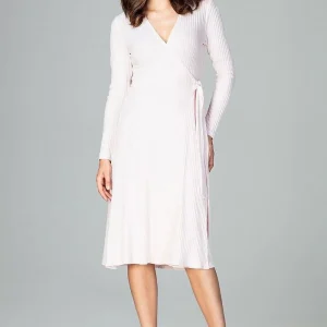 Robe portefeuille blanche midi manches longues