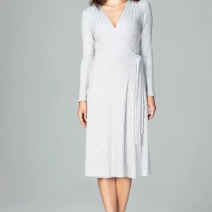 Robe portefeuille midi grise