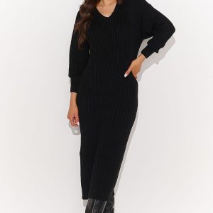 Robe pull noir longue