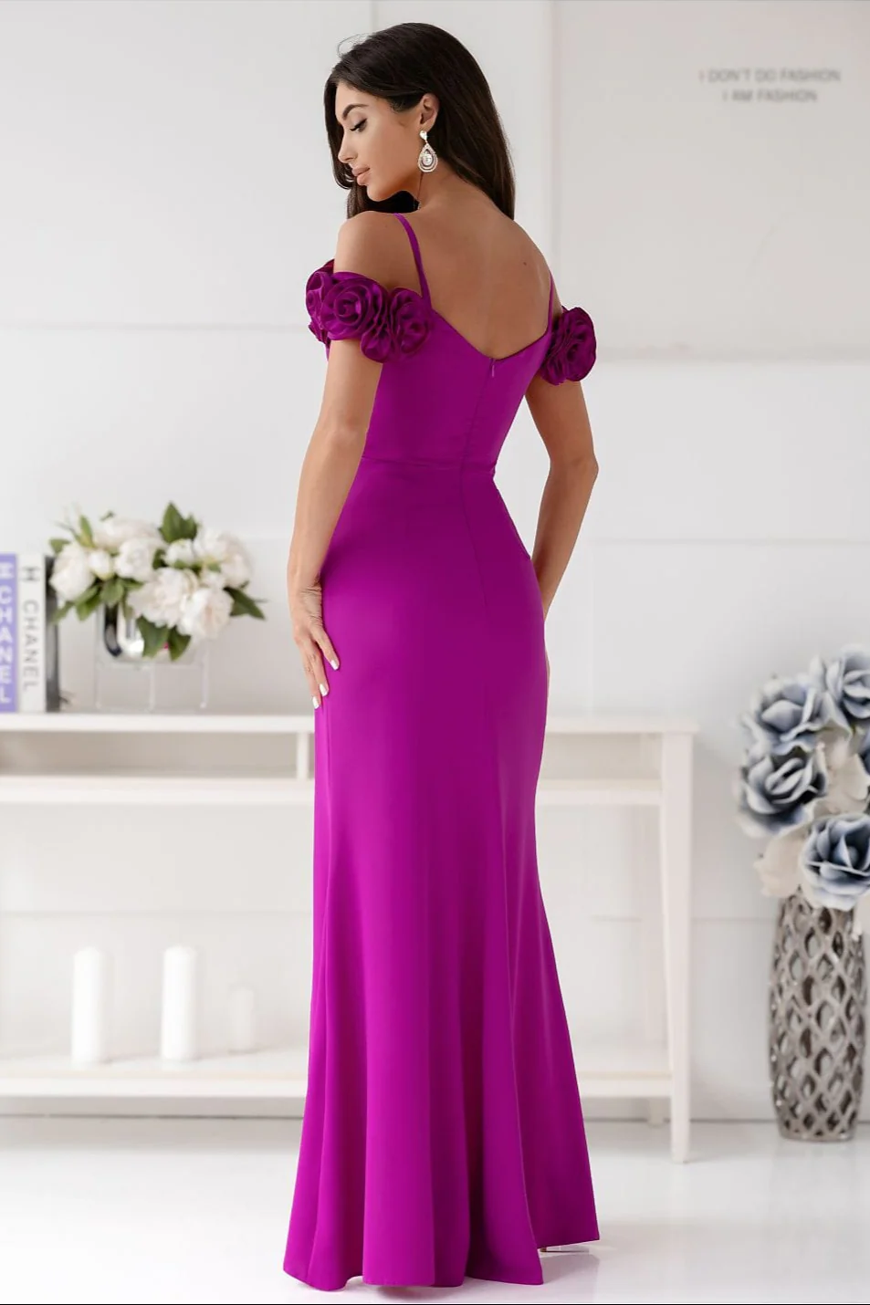 Robe de soirée violette fendue longue chic – Image 2