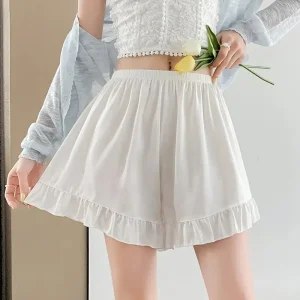 Short Satin À Volant